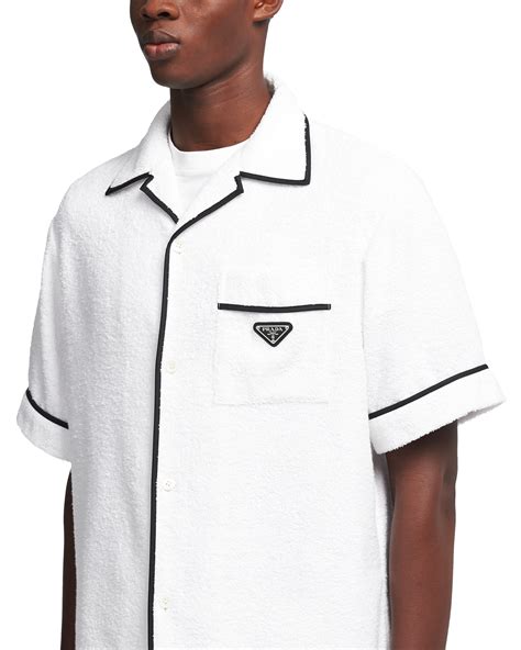 prada bowling shirt white|prada shirt black cettire.